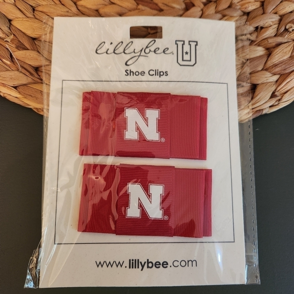 🎁Nebraska Cornhuskers Lillybee U Shoe Clips NCAA Sorority Cheer Alumn 📣‎